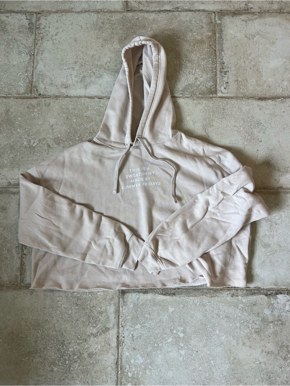 Summer Fridays Cropped Hoodie in Neutral Beige